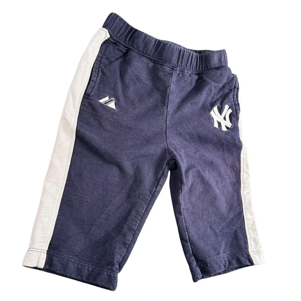Majestic New York Yankees Navy Blue Striped‎ Sweatpants Size 12 Months MLB 232